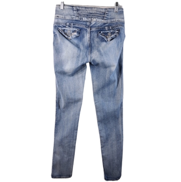 Silver Diva Colombian Women's Rhinestones Blue Jeans Size 12 - Picture 3 of 16